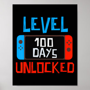Level 100 Days School Unlocked Gamer Boys Funny 10 Poster