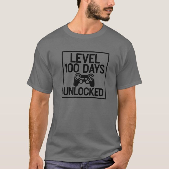 Level 100 Days Unlocked Boys Kids Controller Video T-Shirt (Front)