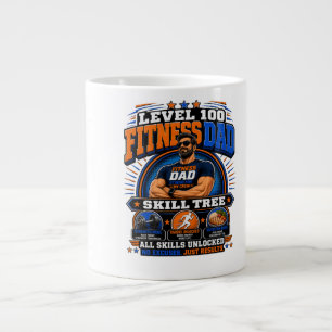 Level 100 Fitness Dad Shirt – Skill Tree Gym Dad T Large Coffee Mug