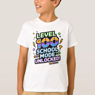 Level 100 School Mode Unlocked 100th Day of School T-Shirt