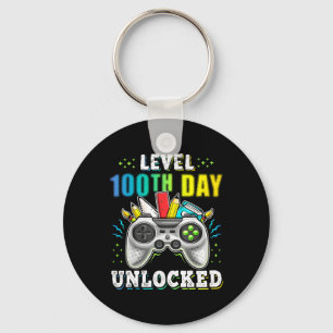 Level 100th Day Of School Unlocked Videos Game Fun Keychain