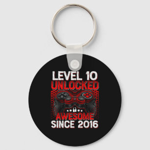 Level 10 Unlocked 10 Year Old Boys 10th Birthday B Keychain