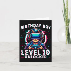 Level 10 Unlocked 10 Years Old Birthday Gamer Funn Card