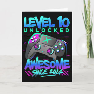 Level 10 Unlocked 10 Years Old Boy Birthday 10th B Card