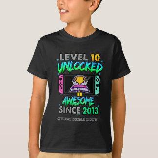 Level 10 Unlocked 10th Birthday 10 Year Old Boy T-Shirt
