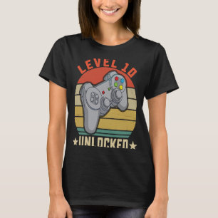 Level 10 Unlocked 10th Birthday Gamer 10 Year Ol T-Shirt