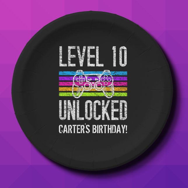 Level 10 Unlocked 10th Birthday Paper Plate (Creator Uploaded)