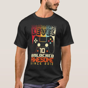 Level 10 Unlocked Awesome 2012 Gamer Vintage 10th T-Shirt