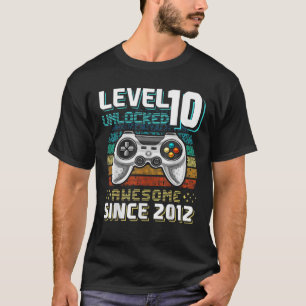 Level 10 Unlocked Awesome 2012 Video Game 10Th Bir T-Shirt