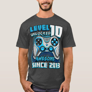Level 10 Unlocked Awesome 2013 Video Game 10th Bir T-Shirt