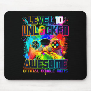 Level 10 Unlocked Awesome Gaming Birthday Boy 10th Mouse Pad