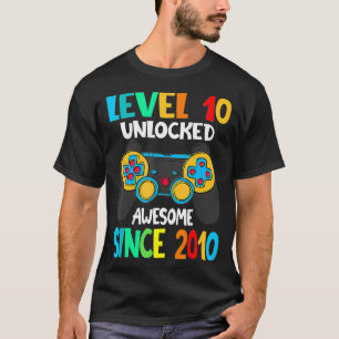 Level 10 Unlocked Awesome Since 201010th Birthday T-Shirt