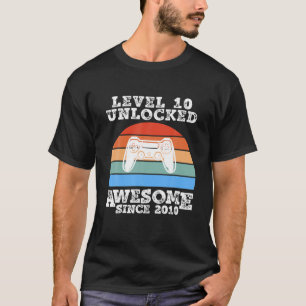 Level 10 Unlocked Awesome Since 2010 Birthday Gift T-Shirt