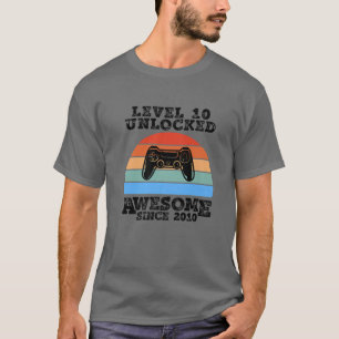 Level 10 Unlocked Awesome Since 2010 Birthday Gift T-Shirt