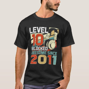 Level 10 Unlocked Awesome Since 2011 10Th Birthday T-Shirt