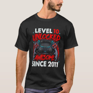 Level 10 Unlocked Awesome Since 2011 10th Birthday T-Shirt