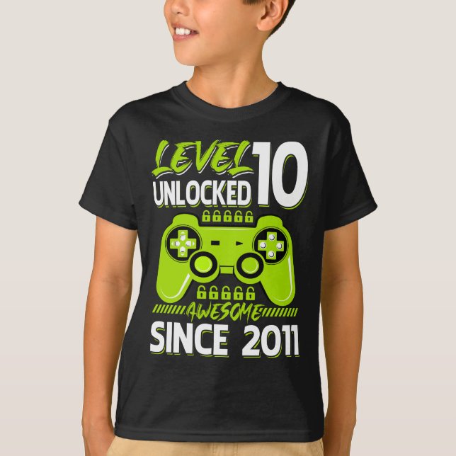 Level 10 Unlocked Awesome Since 2011 T-Shirt (Front)