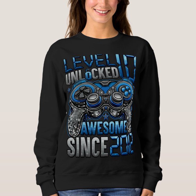 Level 10 Unlocked Awesome Since 2012 10th Birthday Sweatshirt (Front)