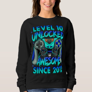 Level 10 Unlocked Awesome Since 2012 10th Birthday Sweatshirt