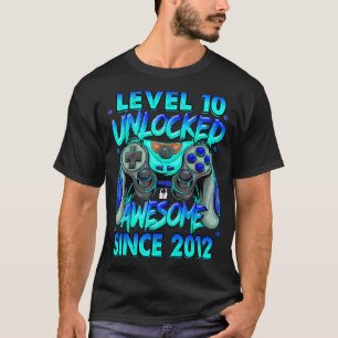 Level 10 Unlocked Awesome Since 2012 10th Birthday T-Shirt