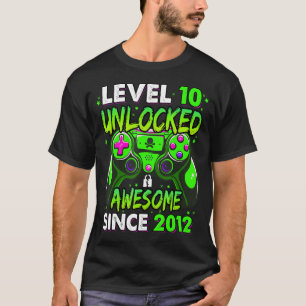 Level 10 Unlocked Awesome Since 2012 10th Birthday T-Shirt