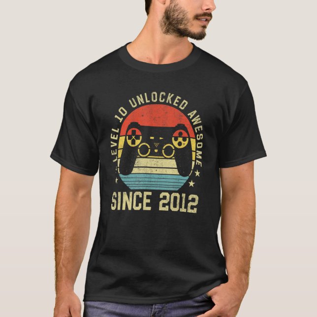 Level 10 Unlocked Awesome Since 2012 10th Birthday T-Shirt (Front)