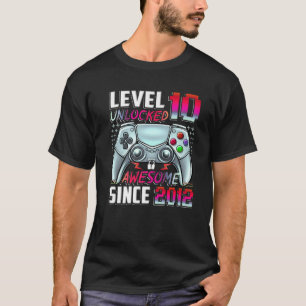 Level 10 Unlocked Awesome Since 2012 10Th Birthday T-Shirt