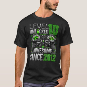Level 10 Unlocked Awesome Since 2012 10th Birthday T-Shirt