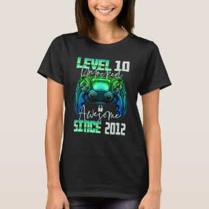 Level 10 Unlocked Awesome Since 2012 10th Birthday T-Shirt