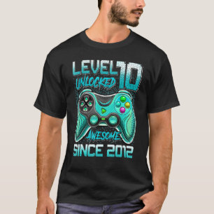 Level 10 Unlocked Awesome Since 2012 10th Birthday T-Shirt