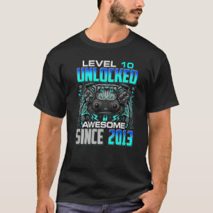 Level 10 Unlocked Awesome Since 2013 10th Birthday T-Shirt