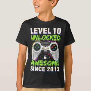 Level 10 Unlocked Awesome Since 2013 10th Birthday T-Shirt