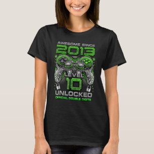 Level 10 Unlocked Awesome Since 2013 10th Birthday T-Shirt