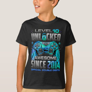 Level 10 Unlocked Awesome Since 2014 10th Birthday T-Shirt
