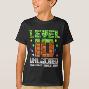 Level 10 Unlocked Awesome Since 2015 10th Pixel Ga T-Shirt
