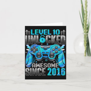 Level 10 Unlocked Awesome Since 2016 10th Birthday Card