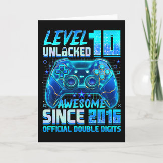 Level 10 Unlocked Awesome Since 2016 10th Birthday Card