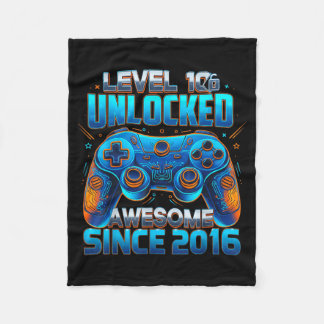 Level 10 Unlocked Awesome Since 2016 10th Birthday Fleece Blanket
