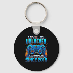 Level 10 Unlocked Awesome Since 2016 10th Birthday Keychain