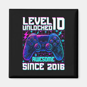 Level 10 Unlocked Awesome Since 2016 10th Birthday Magnet