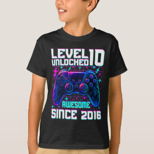 Level 10 Unlocked Awesome Since 2016 10th Birthday T-Shirt