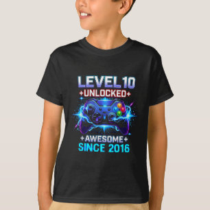 Level 10 Unlocked Awesome Since 2016 10th Birthday T-Shirt