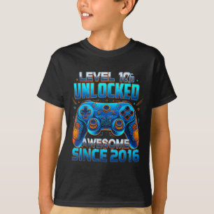 Level 10 Unlocked Awesome Since 2016 10th Birthday T-Shirt