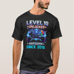 Level 10 Unlocked Awesome Since 2016 10Th T-Shirt