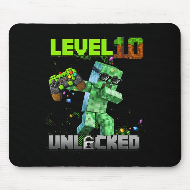 Level 10 Unlocked - Birthday Boy Pixel Gamer 10th  Mouse Pad (Front)