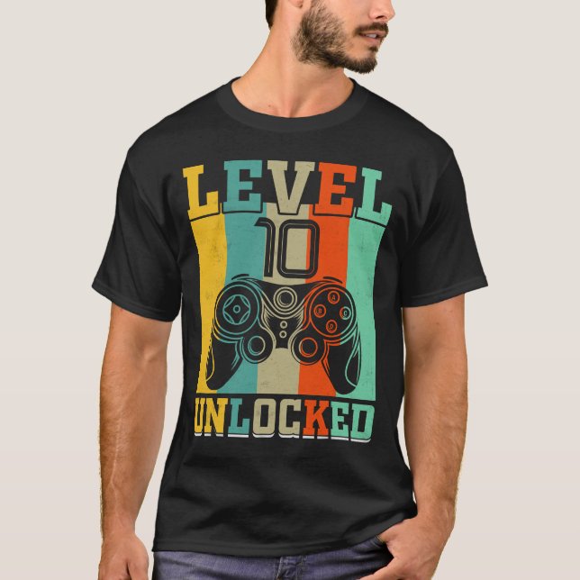 Level 10 Unlocked Birthday For Boy 10 Years Old  T-Shirt (Front)