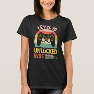 Level 10 Unlocked Cute Video Gamer Girl 10th Birth T-Shirt