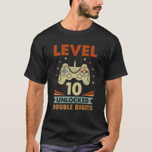 Level 10 Unlocked Double Digits 10Th Birthday Game T-Shirt