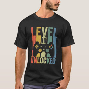 Level 10 Unlocked Funny Video Gamer 10Th Birthday T-Shirt