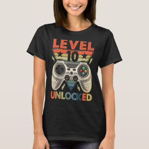 Level 10 Unlocked Gamer 10th Birthday 10 Year Old  T-Shirt